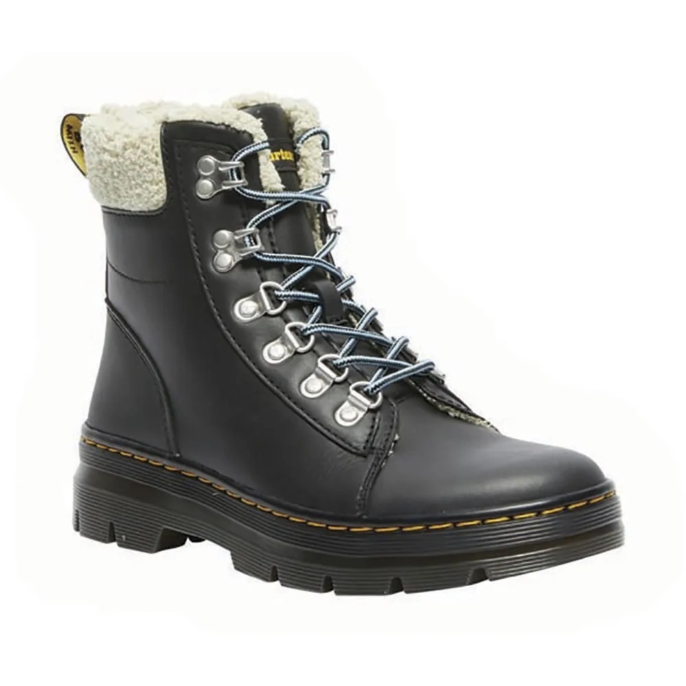 NWOB Dr. Martens Combs Boots Black with Boogie Fur size 8